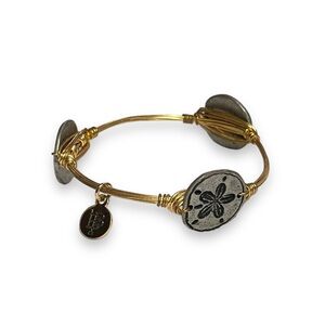 Bourbon and Bowties Sand dollar Gold Toned Wire Bangle Bracelet